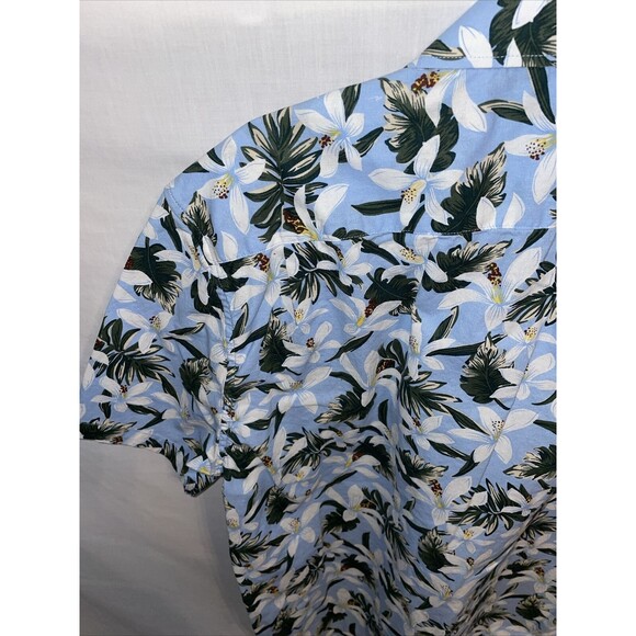 Hisdern Hawaiian Shirt Men’s Size Large Blue Floral Button Up Short Sleeve - Picture 11 of 12